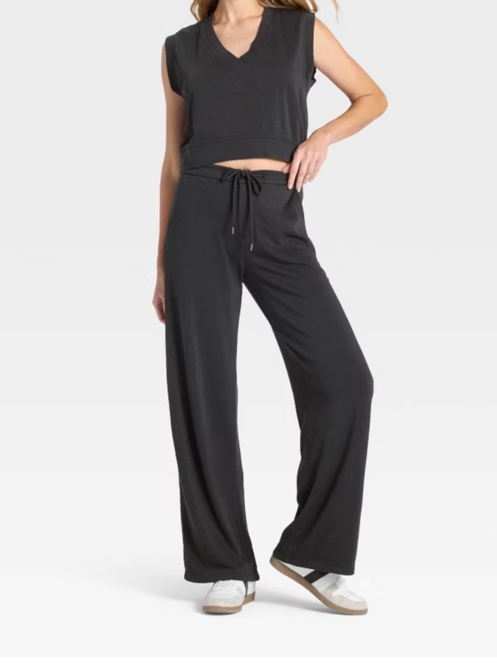 Universal Thread high rise Wide-Leg fleece Drawstring zip sweatpants medium size